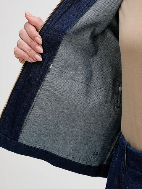 Barbour kurtka jeansowa Saima kolor granatowy przejściowa oversize LOS0081