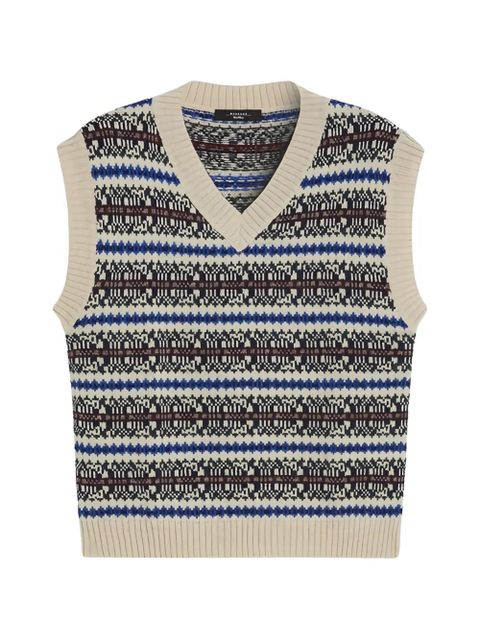 Weekend Max Mara Fleres V-neck patterned vest - Neutrals - zdjęcie produktu nr 1