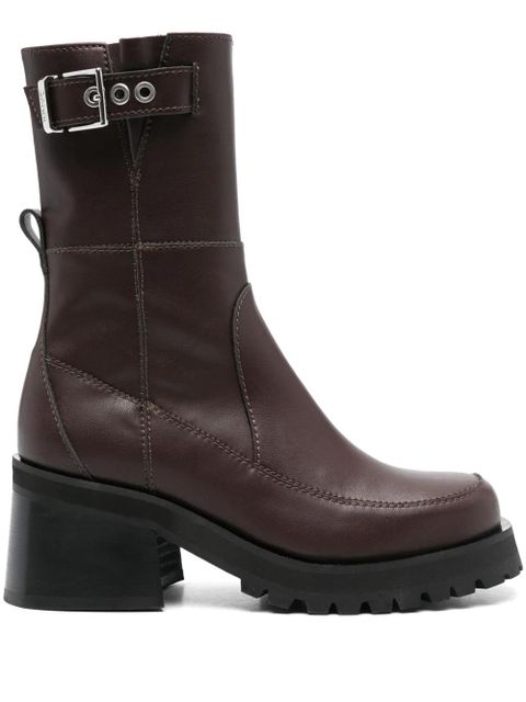 GANNI 70mm zip-up boots - Brown - zdjęcie produktu nr 1