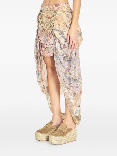 ZIMMERMANN Rebellion floral asymmetric skirt - Neutrals