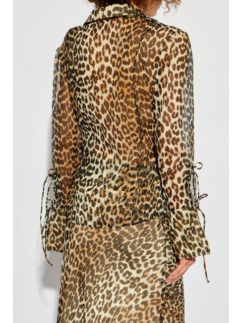 GANNI animal-print long-sleeve blouse - Neutrals - zdjęcie produktu nr 2