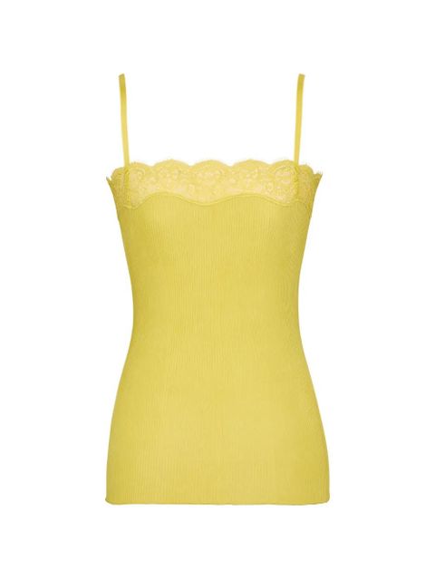 Saint Laurent lace-trim square-neck tank top - Yellow - zdjęcie produktu nr 1