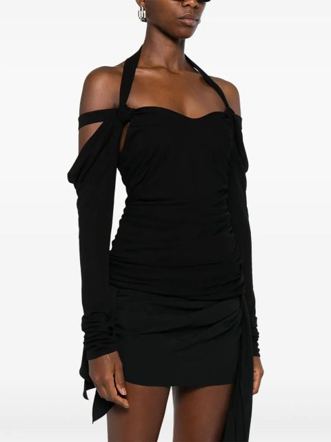 The Attico halterneck long-sleeves mini dress - Black