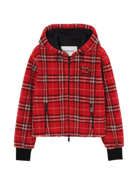 Burberry check hooded fleece jacket - Red - zdjęcie produktu nr 1