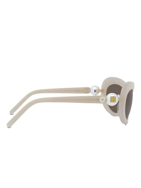 Givenchy Eyewear pearl-embellished geometric sunglasses - Neutrals