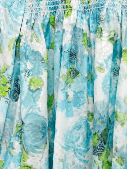 Chloé shirred floral-print top - Blue