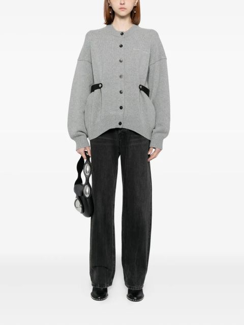 Alexander Wang leather-belt cardigan - Grey