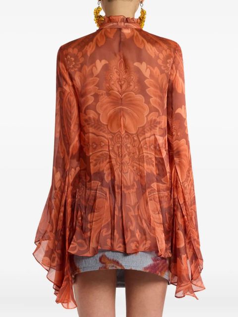 ETRO pleated floral-print shirt - Red