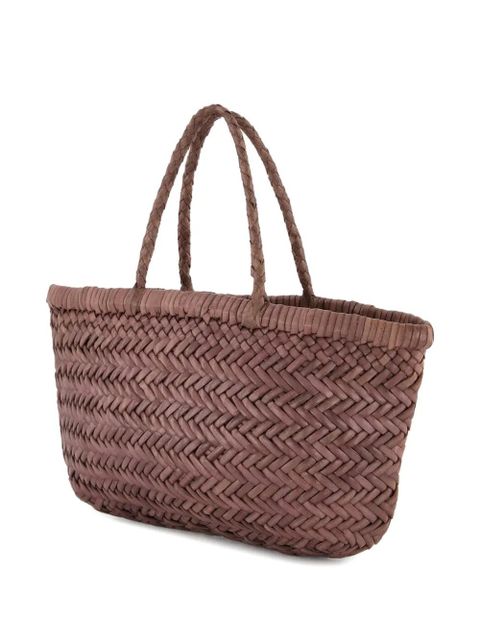 DRAGON DIFFUSION herringbone-weave leather tote bag - Brown