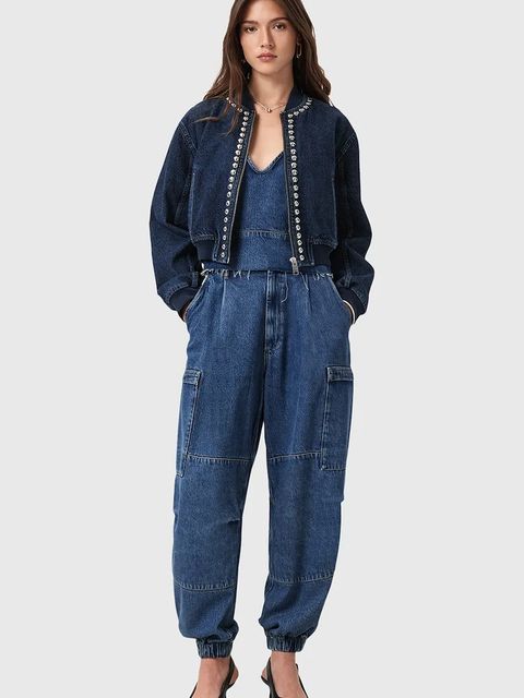 AllSaints bluzka jeansowa LILAH damska kolor niebieski gładka W006PD