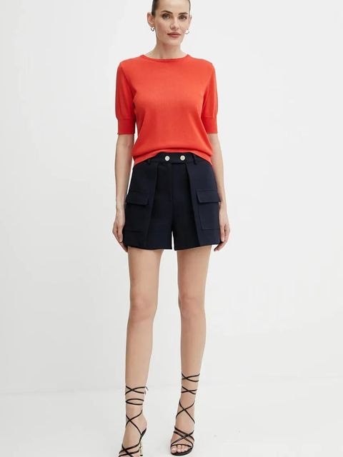 Morgan szorty SHONAU damskie kolor granatowy gładkie high waist SHONAU