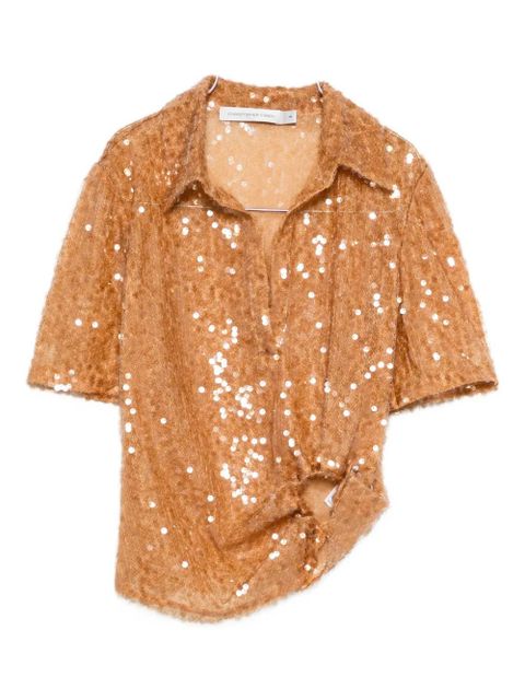 Christopher Esber sequin-embellished polo top - Brown