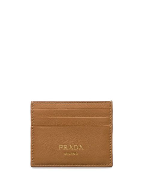 Prada logo-stamp leather cardholder - Brown - zdjęcie produktu nr 1