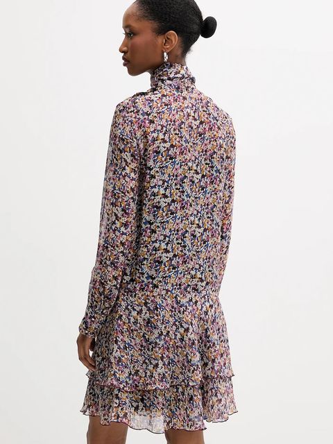 Liu Jo sukienka z jedwabiem kolor fioletowy mini prosta MF5001 T2559 - zdjęcie produktu nr 2