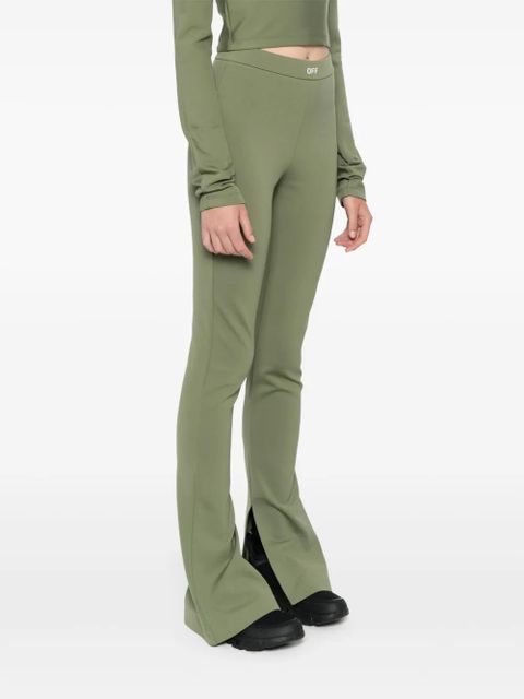 Off-White logo-print bootcut leggings - Green