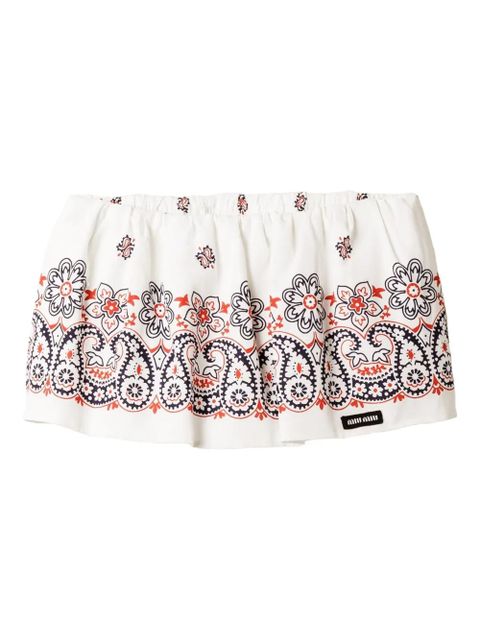 Miu Miu Slubbed poplin skort - White - zdjęcie produktu nr 1