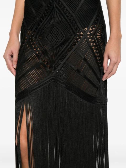The Attico fringed midi dress - Black