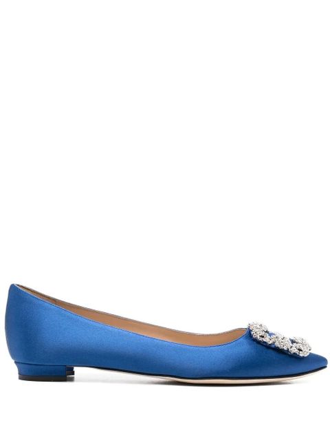 Manolo Blahnik Hangisi buckle-detail ballerina shoes - Blue - zdjęcie produktu nr 1