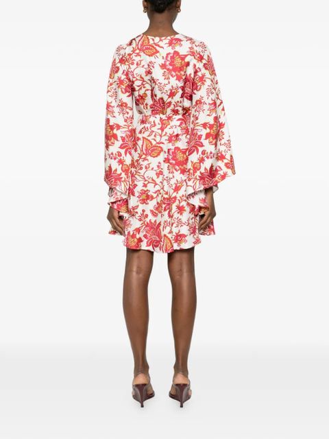 ETRO floral-print tie-waist mini dress - White