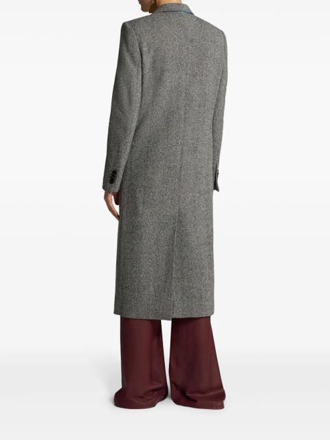 ETRO herringbone-pattern double-breasted coat - Black