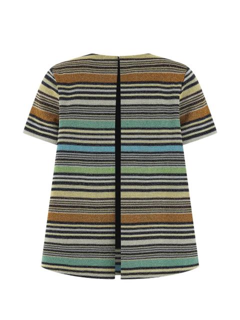 Missoni lamé striped asymmetric-hem T-shirt - Black - zdjęcie produktu nr 2