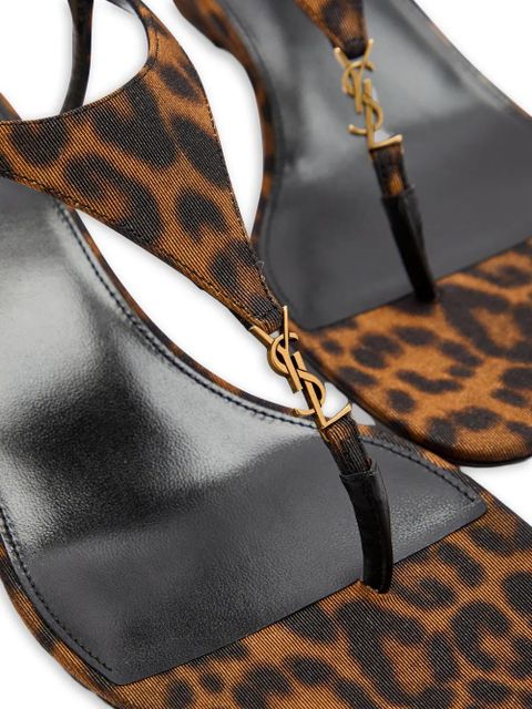 Saint Laurent leopard-print sandals - Brown