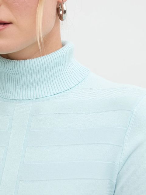 Morgan sweter damski kolor niebieski lekki z golfem MENTHYO