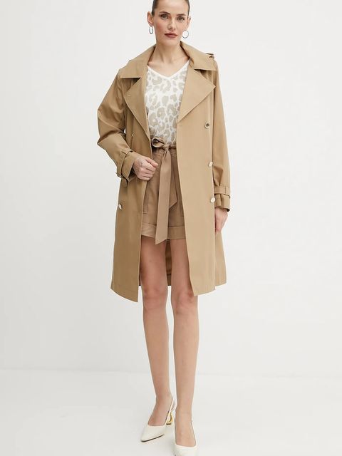 Morgan trencz GROAD damski kolor zielony przejściowy dwurzędowy GROAD