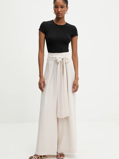 Answear.LAB spodnie damskie kolor beżowy szerokie high waist