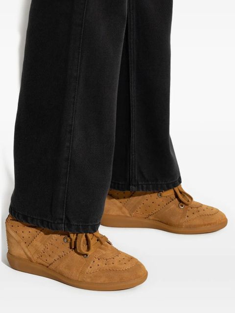 ISABEL MARANT perforated wedge ankle boots - Brown