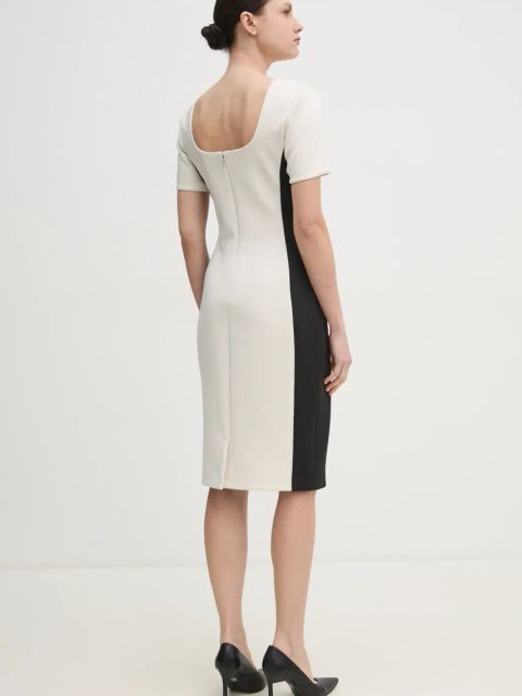 Calvin Klein sukienka kolor beżowy mini dopasowana K20K208161