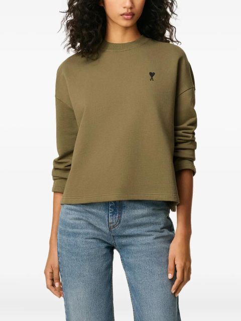 AMI Paris Ami De Coeur contrasted cotton sweatshirt - Green