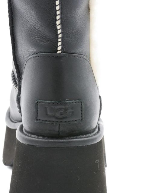 UGG platform fur-trim leather boots - Black