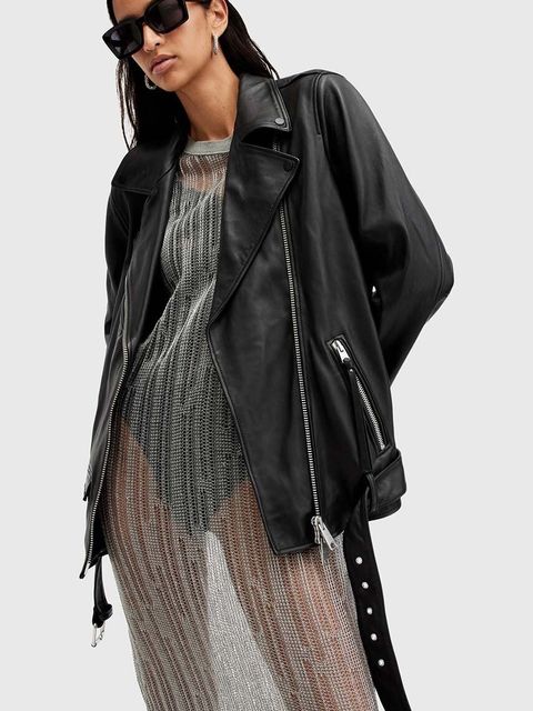 AllSaints kurtka skórzana BILLIE damska kolor czarny przejściowa W091LB