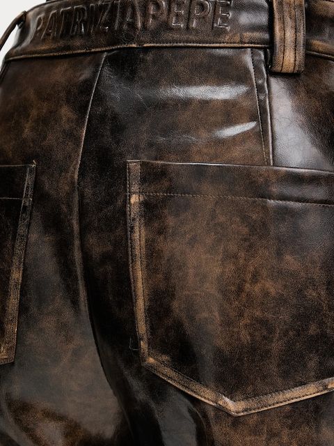 Patrizia Pepe spodnie damskie kolor brązowy szerokie high waist 8P0758 E064 - zdjęcie produktu nr 2