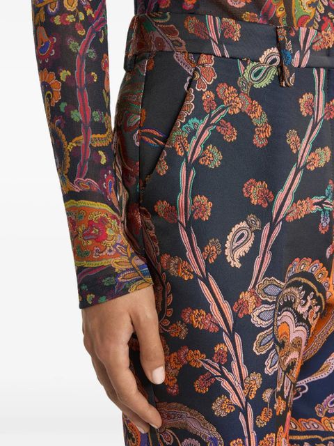 ETRO jacquard floral-paisley cigarette trousers - Blue