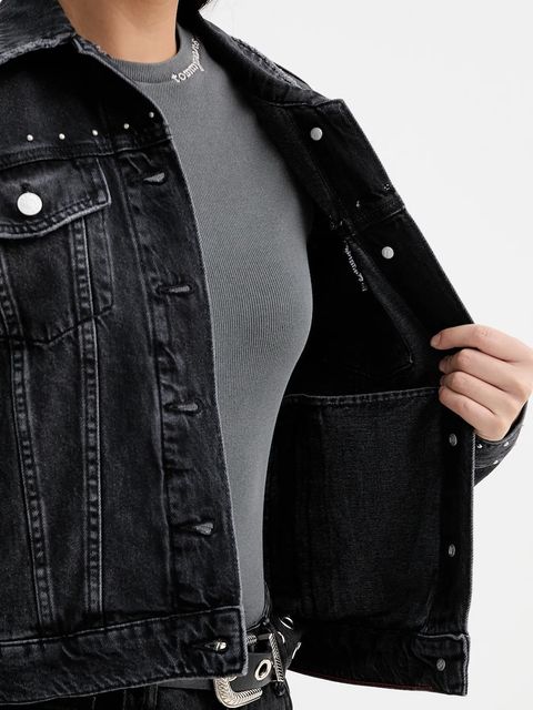 Tommy Jeans kurtka jeansowa kolor czarny przejściowa DW0DW21547