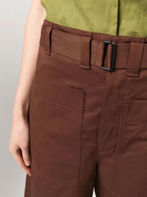 LEMAIRE wide-leg cotton-linen trousers - Brown