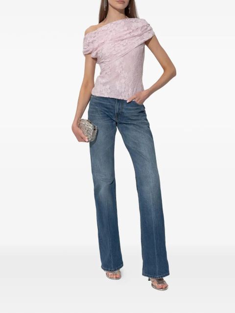 Self-Portrait laced draped top - Pink