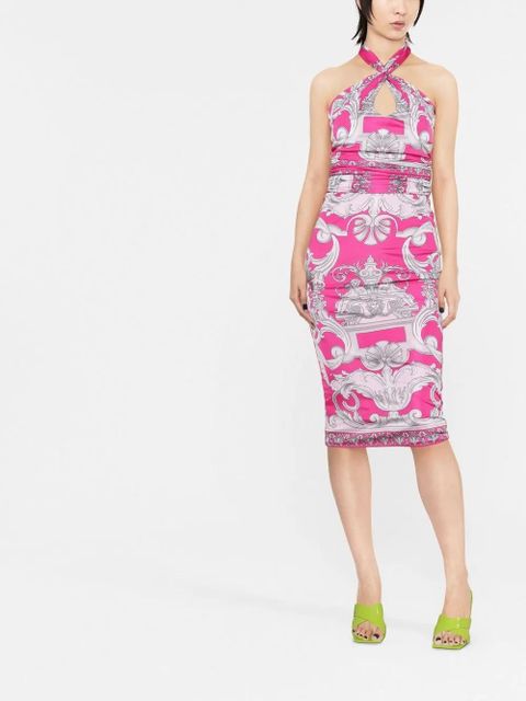 Versace Barocco-print cut-out midi dress - Pink - zdjęcie produktu nr 2