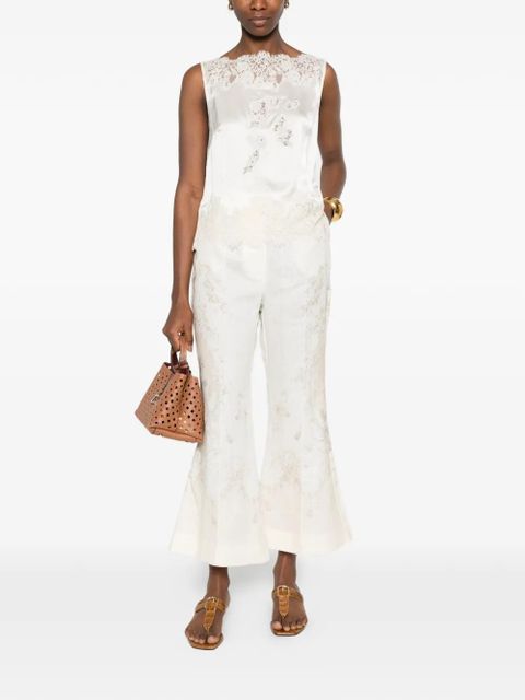 ZIMMERMANN cropped floral-print flared trousers - Neutrals - zdjęcie produktu nr 2