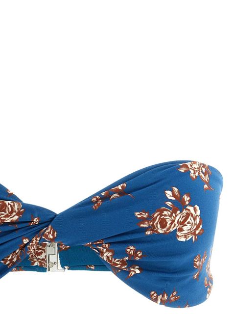 Magda Butrym floral-print twisted bikini top - Blue