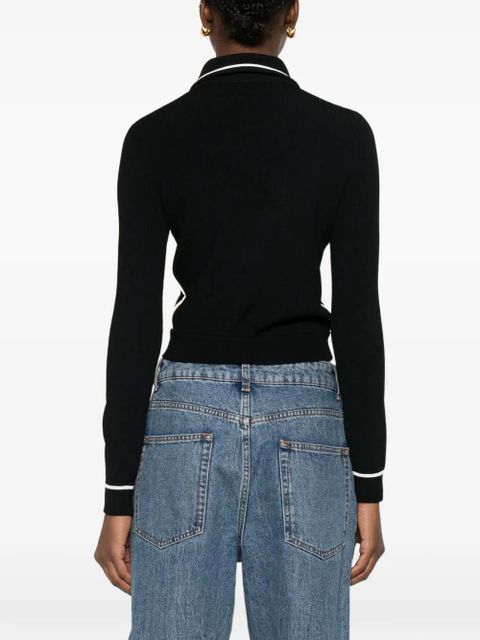 Gucci logo-intarsia zip cardigan - Black