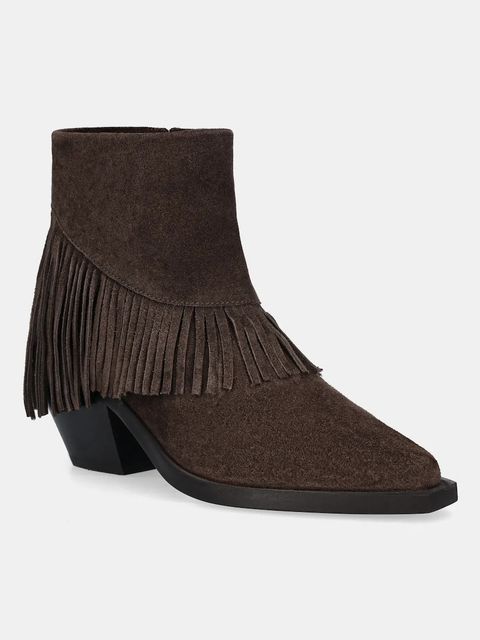 Answear.LAB kowbojki zamszowe kolor brązowy na słupku