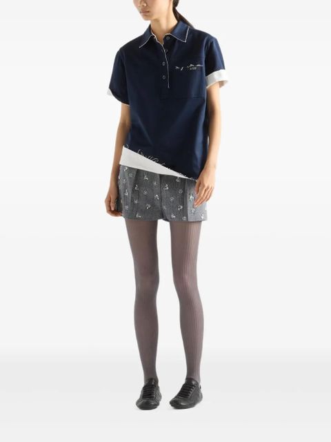 Prada Lisle logo-label cotton polo shirt - Blue