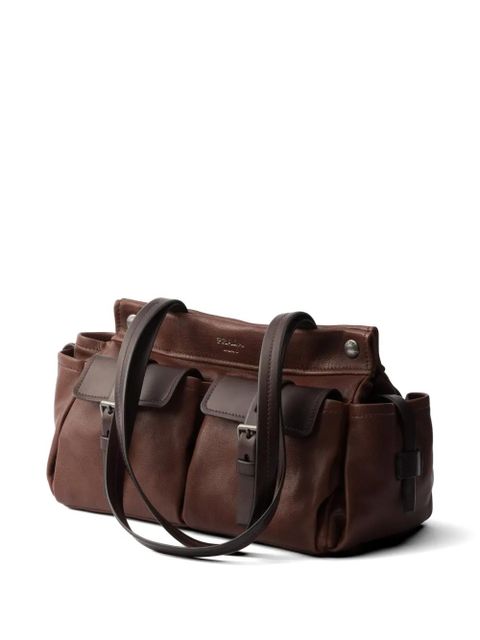 Prada Route medium leather tote bag - Brown
