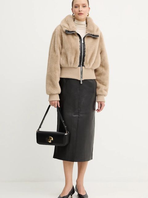 Pinko kurtka kolor beżowy przejściowa oversize 105399 A2PI