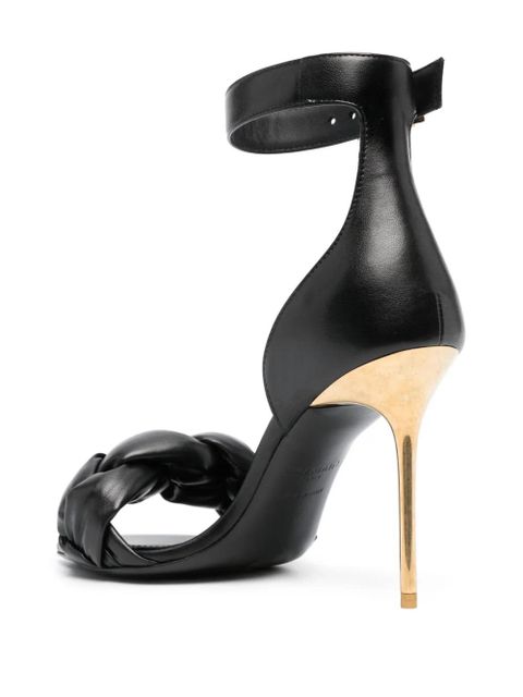 Balmain logo-plaque open-toe sandals - Black