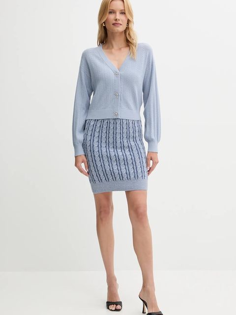 Guess spódnica bawełniana GISELLE kolor niebieski mini ołówkowa W5YD68 Z3OU0 - zdjęcie produktu nr 2