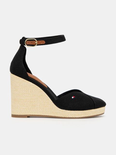 Tommy Hilfiger espadryle FLAG HIGH WEDGE ESPAD CLOSED TOE kolor czarny na koturnie FW0FW08494